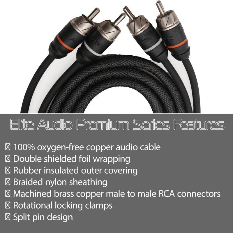 Elite Audio EA-PRMY2F Premium 2-Ch Oxygen Free Copper RCA Y-Adapter - 1.5ft. Dual Female to Male Twisted Pair with Noise Reduction - Image 2